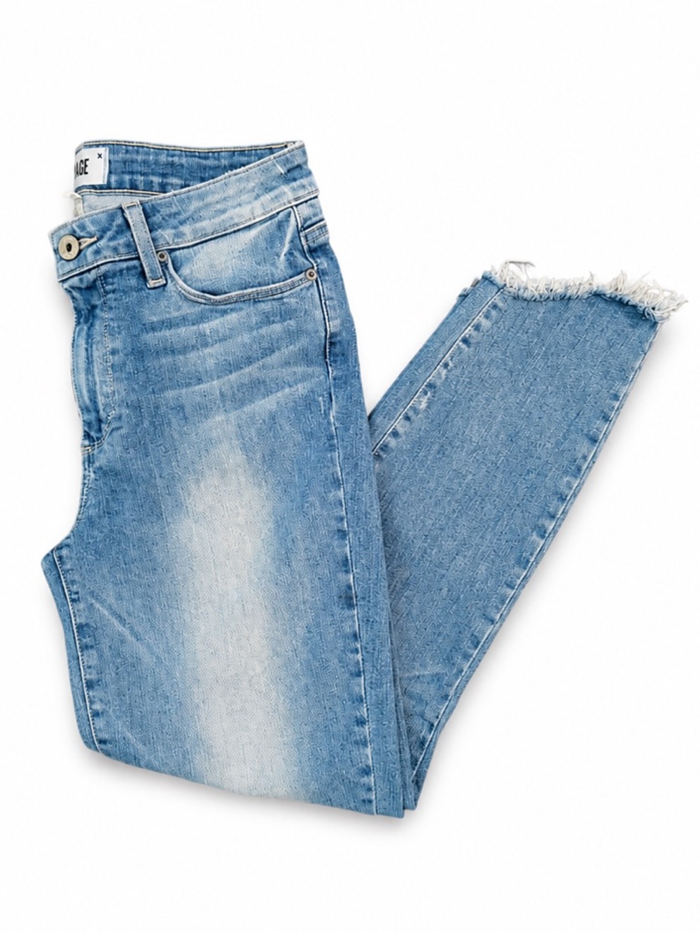 PAIGE Hoxton Crop Raw Hem Jeans Size 28 Light Wash